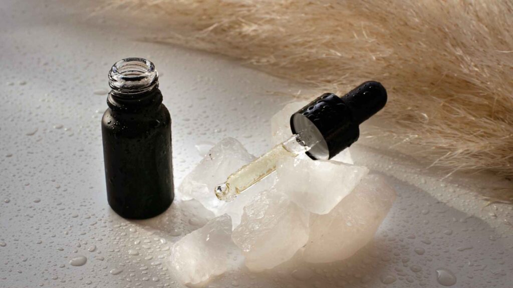 essential oils over ice cubes on the left side of a carpet to kill fleas in it.