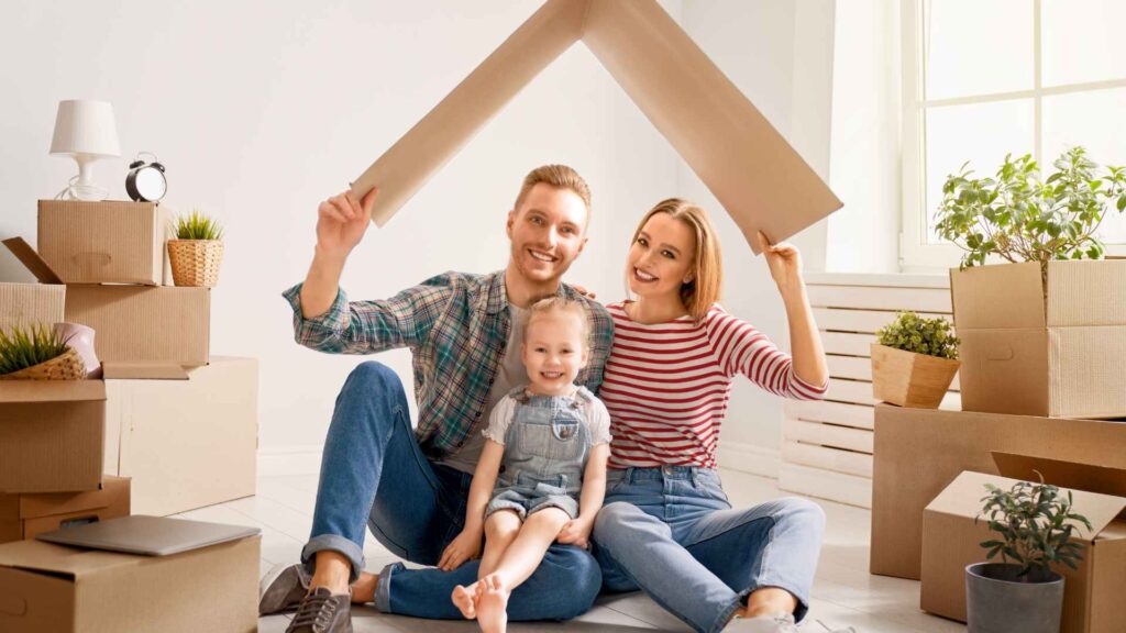 Family in New House to represent the freedom of living without house smells like stink bugs