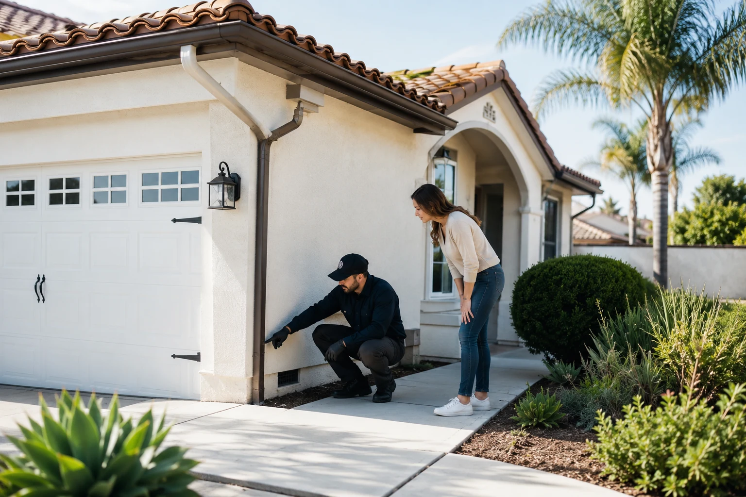 Bellas Exterminator technician helping a homeowner with rodent control